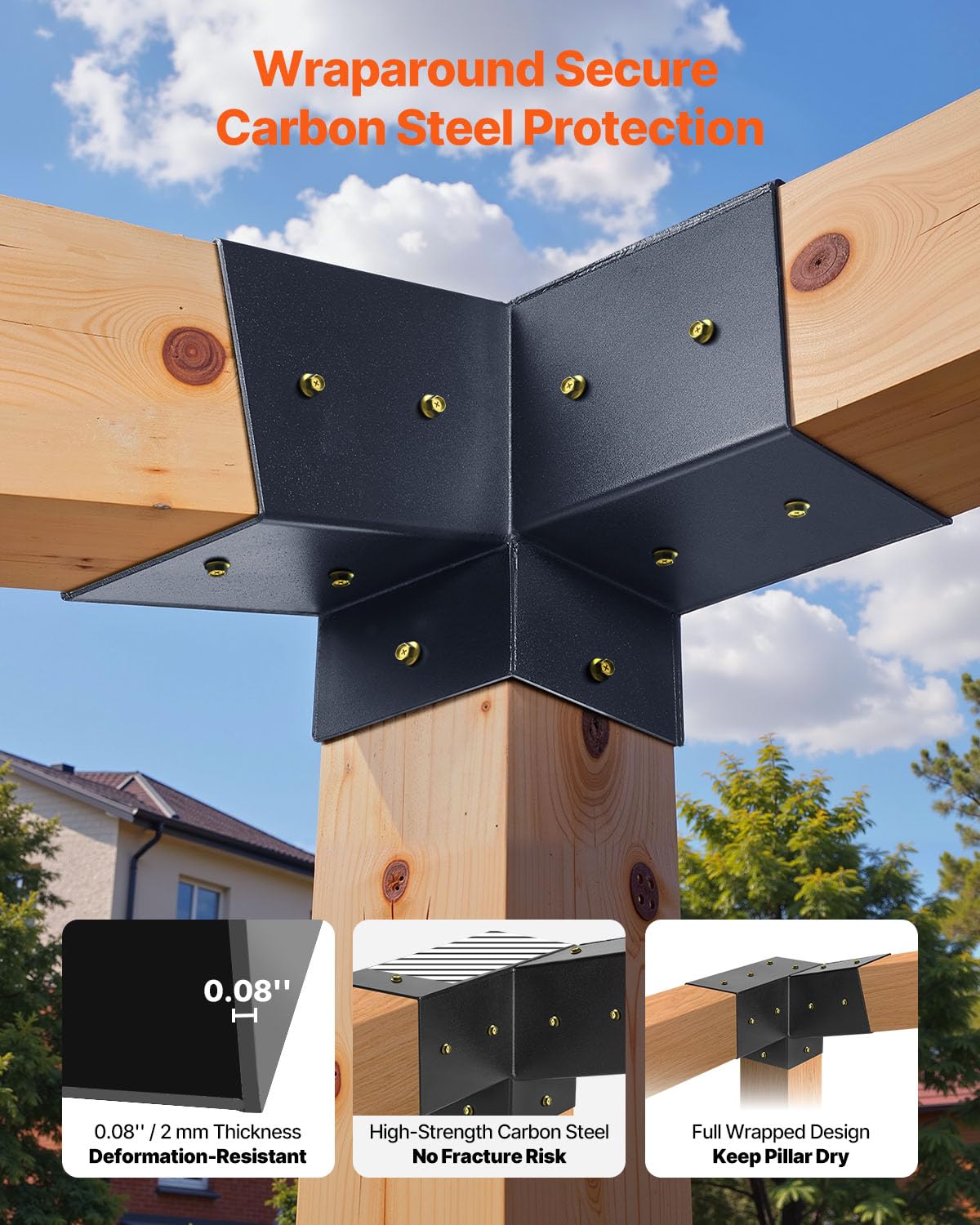 VEVOR black powder coat texture highlighting weatherproof protective finish