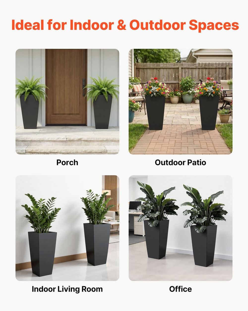 VEVOR bottom casters concealed for effortless planter mobility