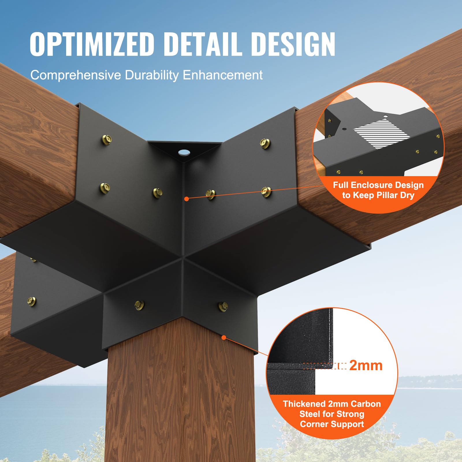VEVOR close-up of reinforced 90° boot offering structural strength and durability