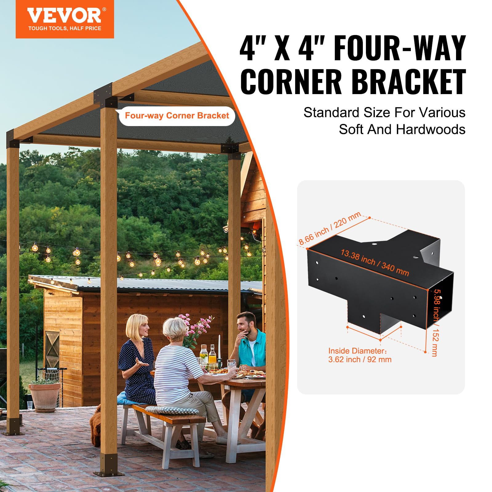VEVOR bracket top view full-coverage protecting post ends and preventing rot