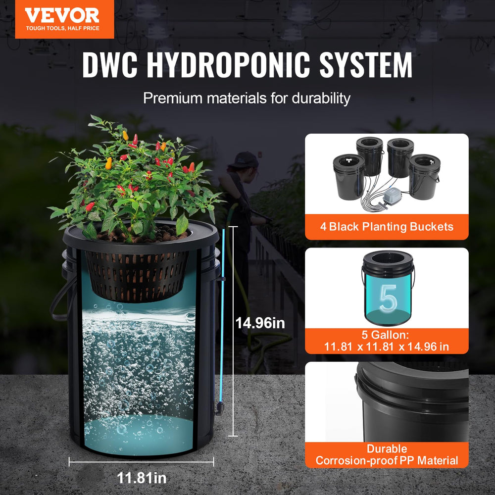 VEVOR close-up of polypropylene bucket material highlighting durability and corrosion resistance