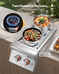 VEVOR burner close-up of removable grates highlighting stable support and easy cleaning