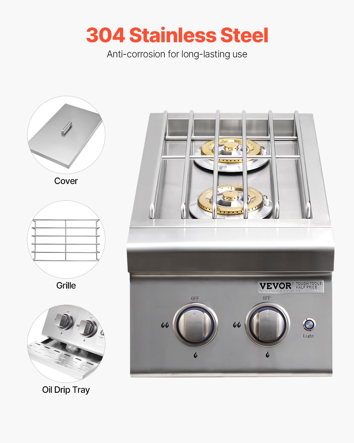 VEVOR side burner in use with pot demonstrating high heat cooking versatility