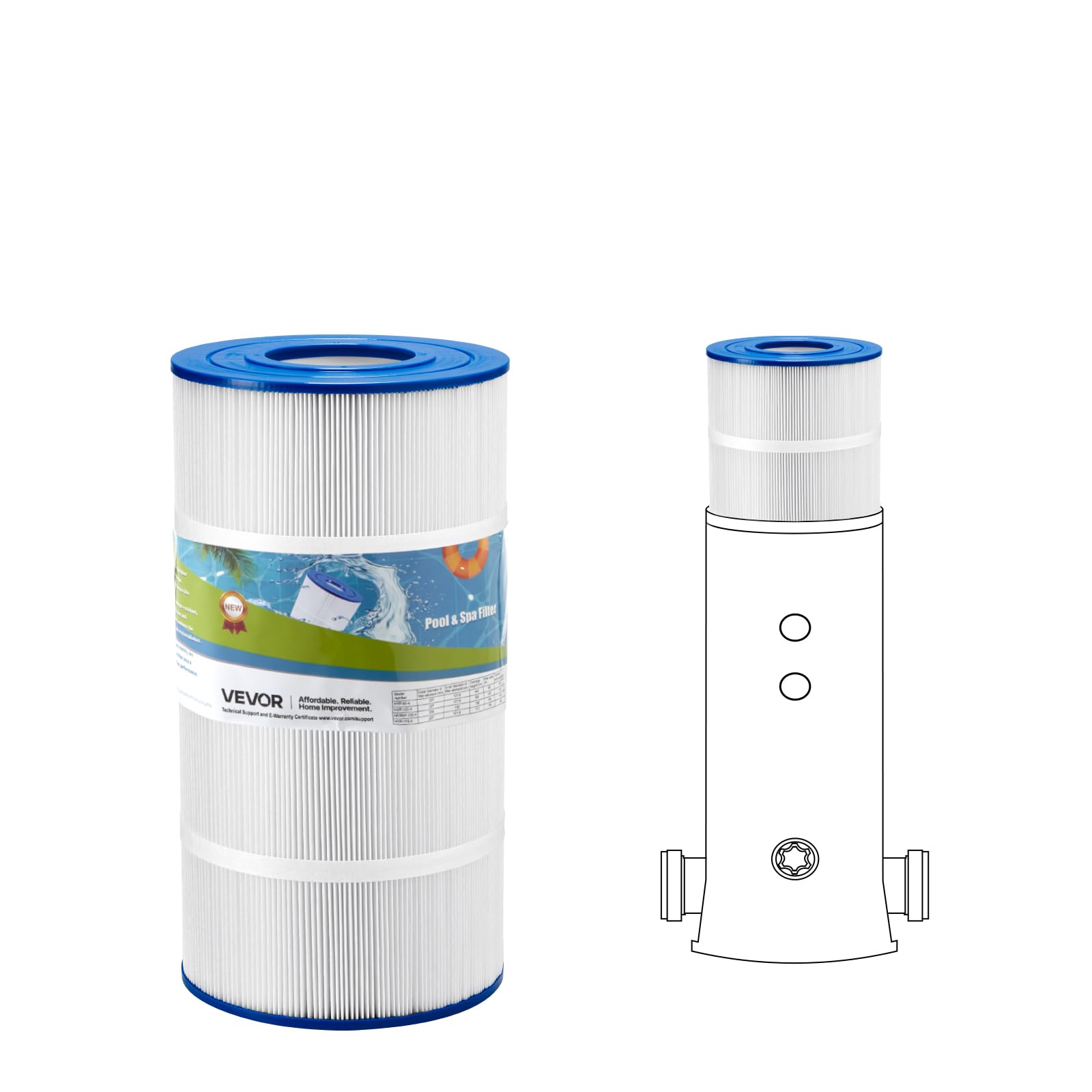 VEVOR C900 front view showing cartridge shape and fit improves filtration