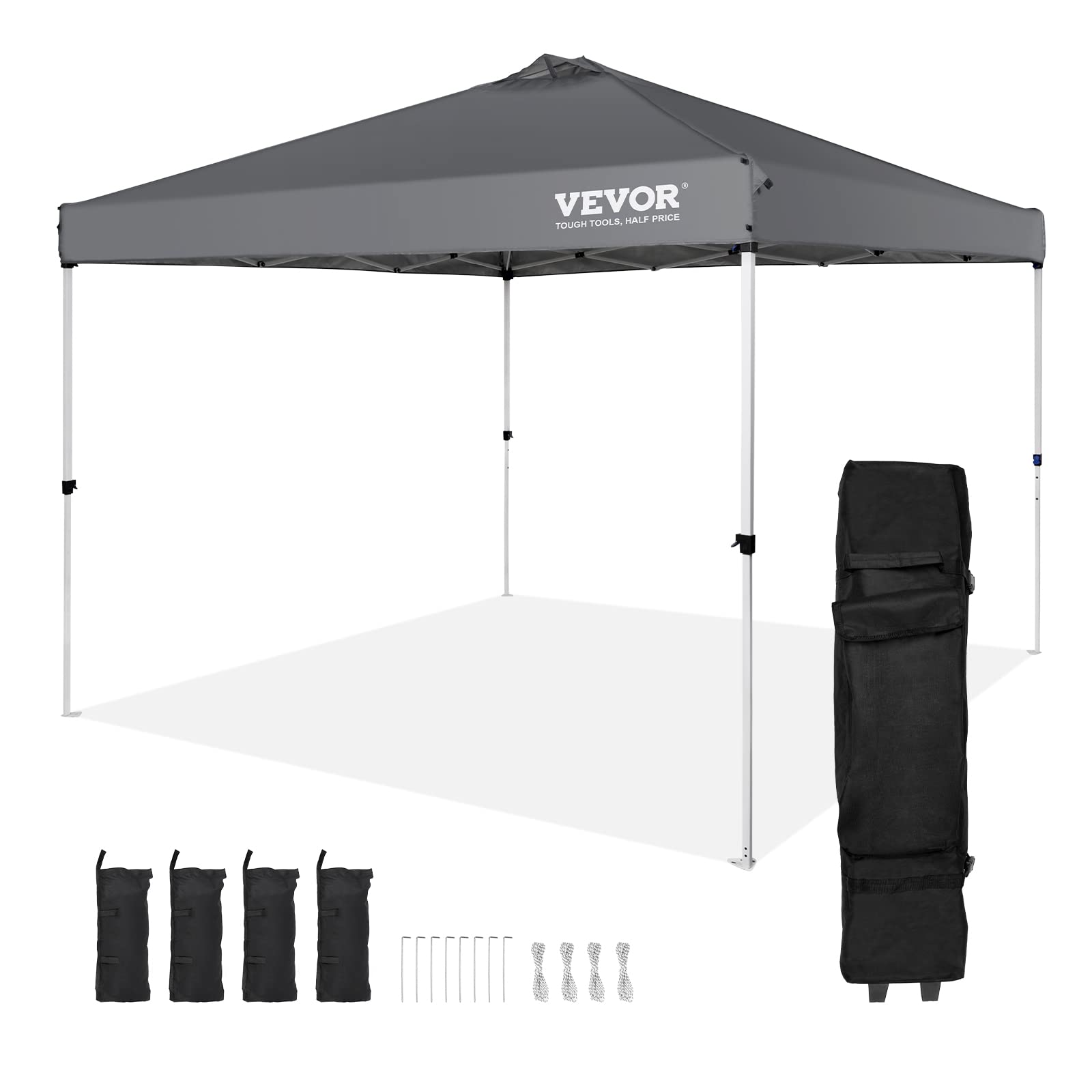 VEVOR front view of 10x10 canopy showing full coverage and quick shelter