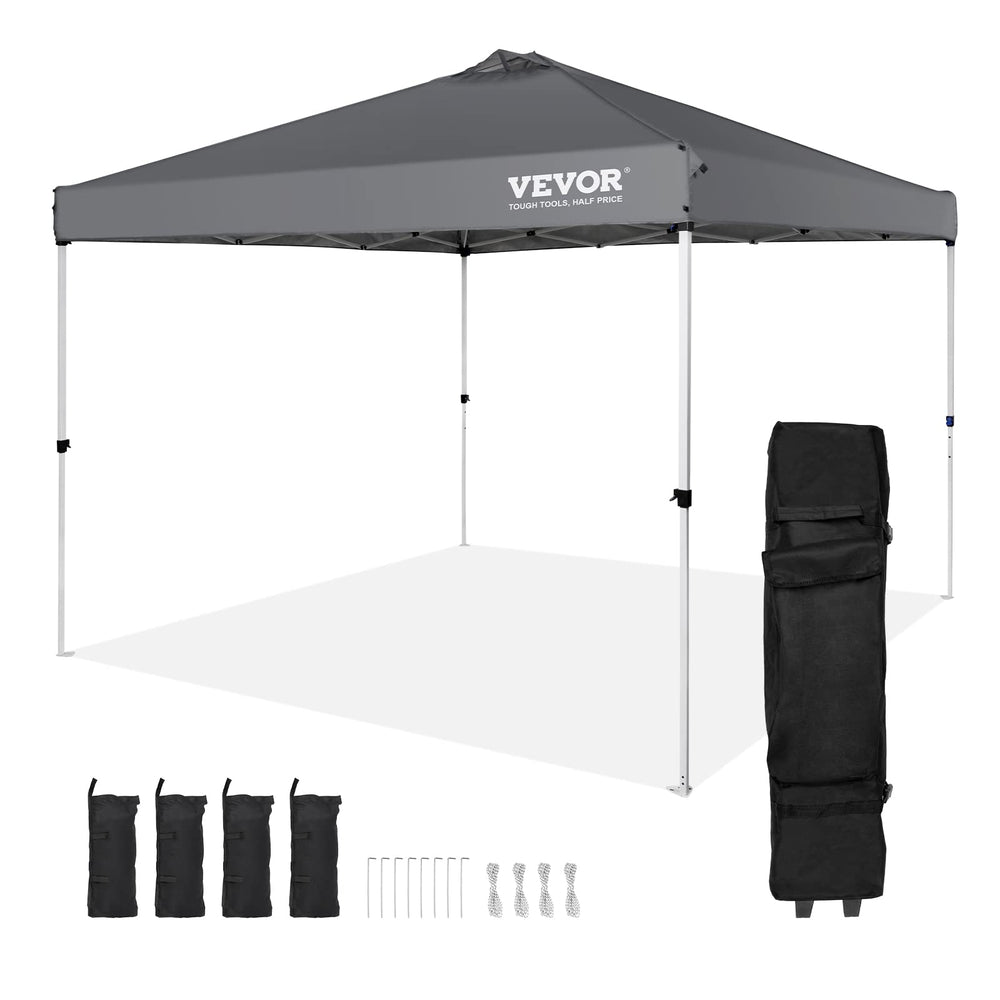 VEVOR front view of 10x10 canopy showing full coverage and quick shelter