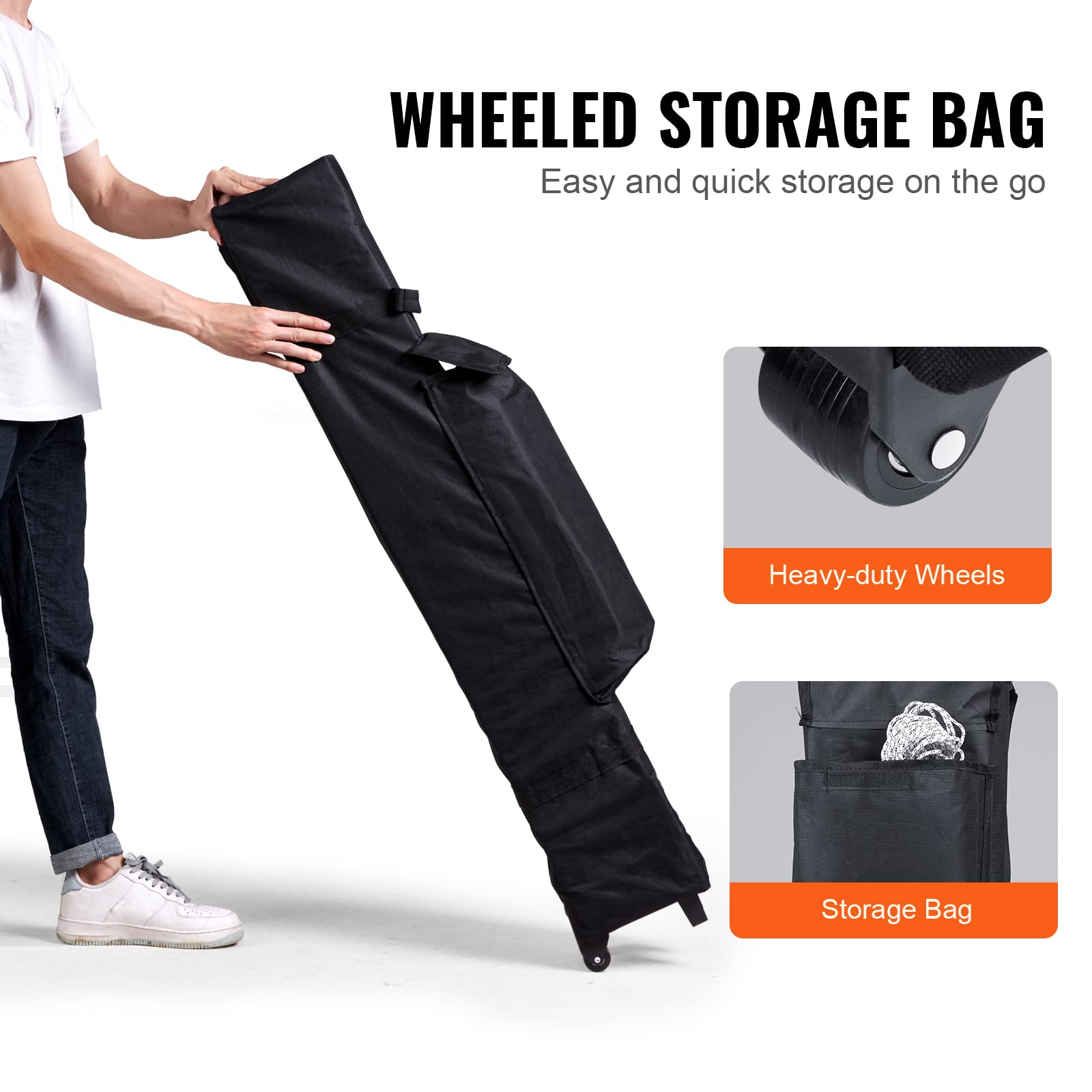 VEVOR wheeled roller bag packed for transport and convenient mobility