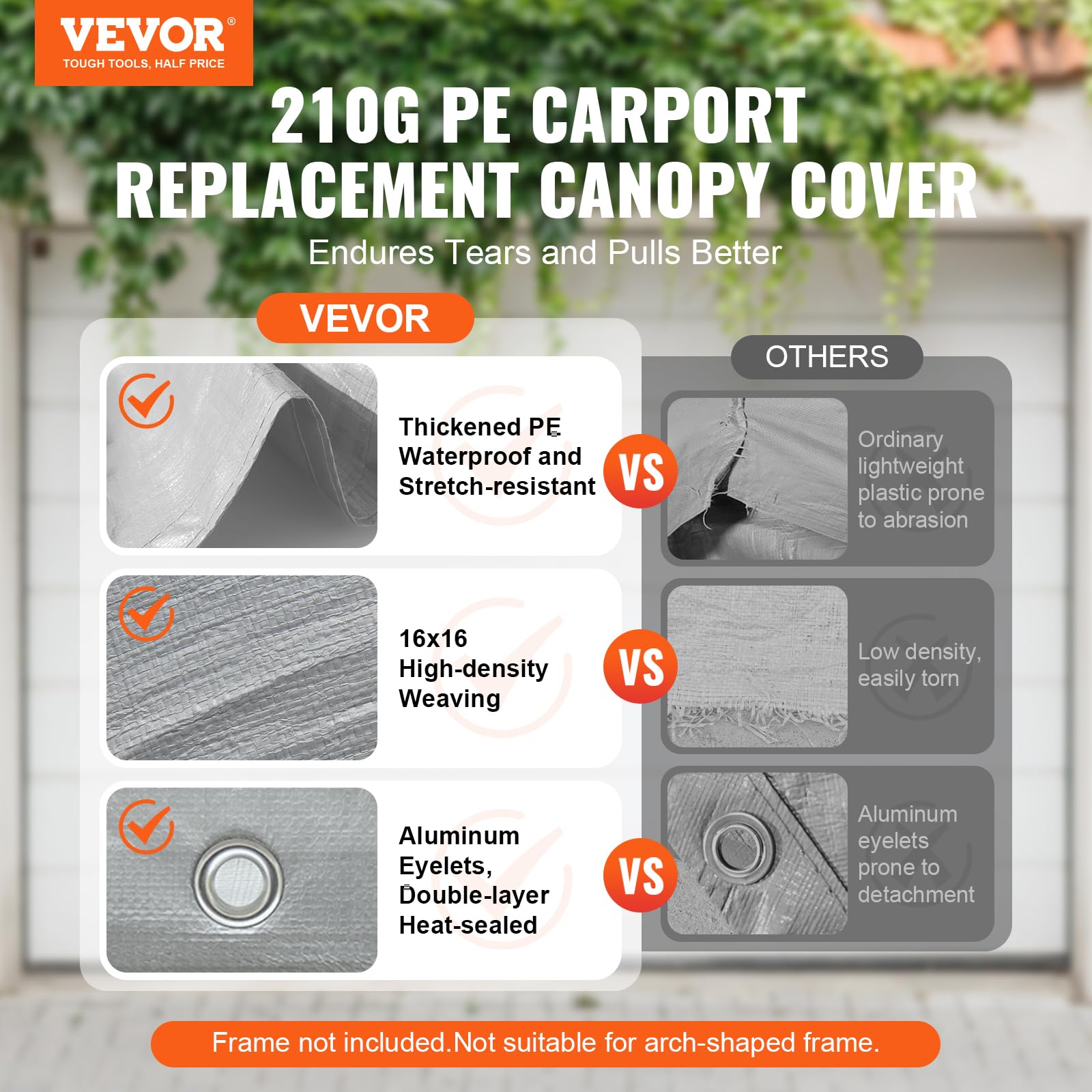 VEVOR close-up of double-layer heat-sealed seam proving reinforced durability