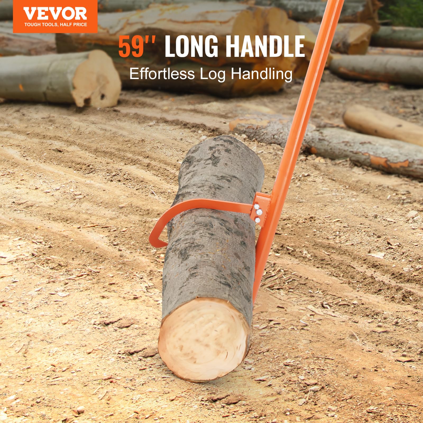 VEVOR cant hook close-up of steel hook head that secures into logs for safer control