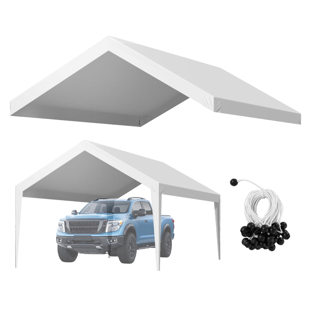 VEVOR front view of 12x20 canopy showing full shelter and vehicle protection