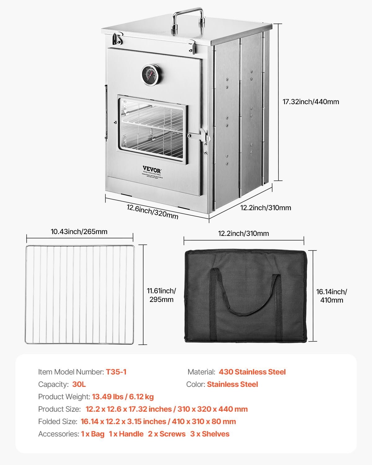 VEVOR folded oven in carry bag showing easy transport and quick setup