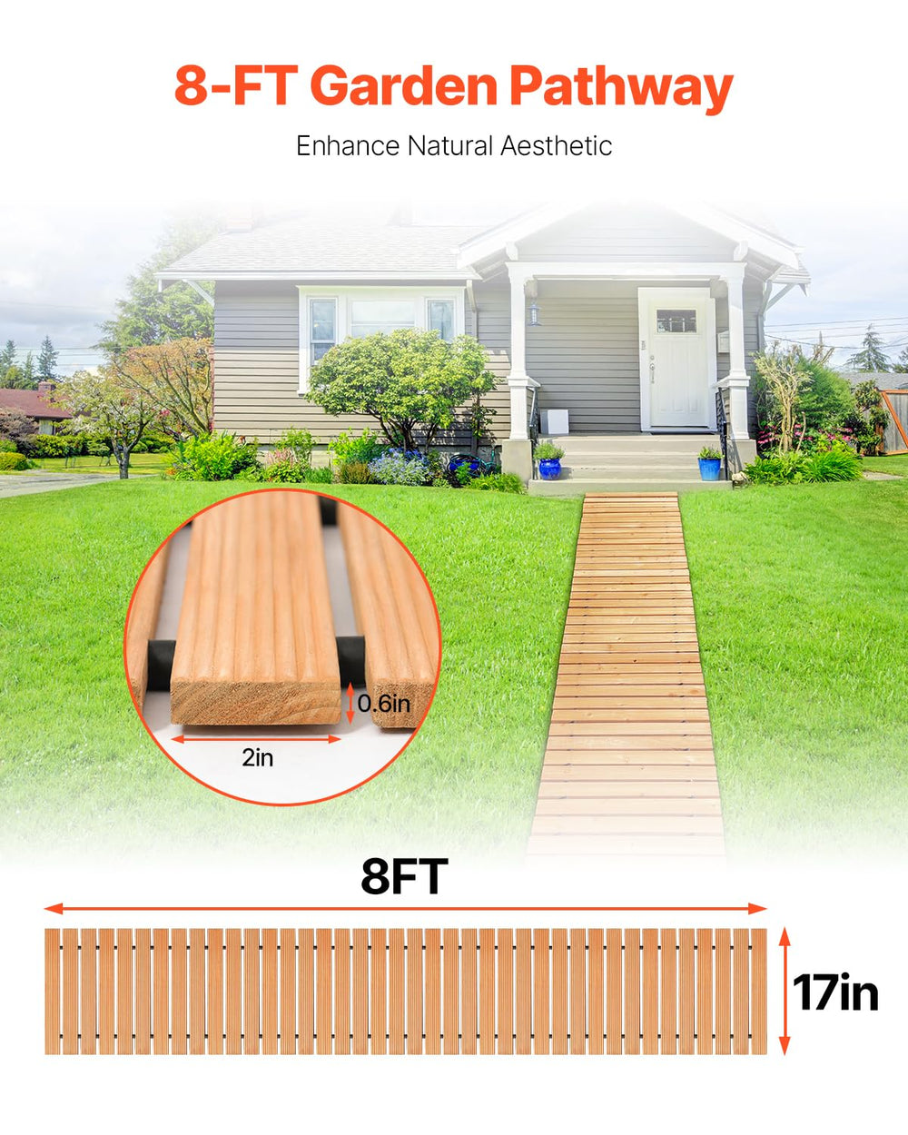 VEVOR rolled cedar walkway stored compactly for easy storage benefit