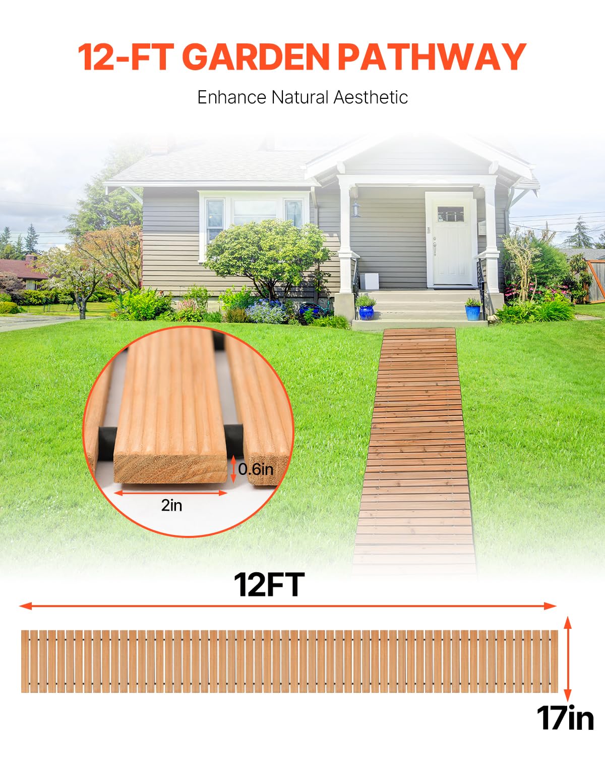 VEVOR close-up of cedar plank texture highlighting natural grain and traction