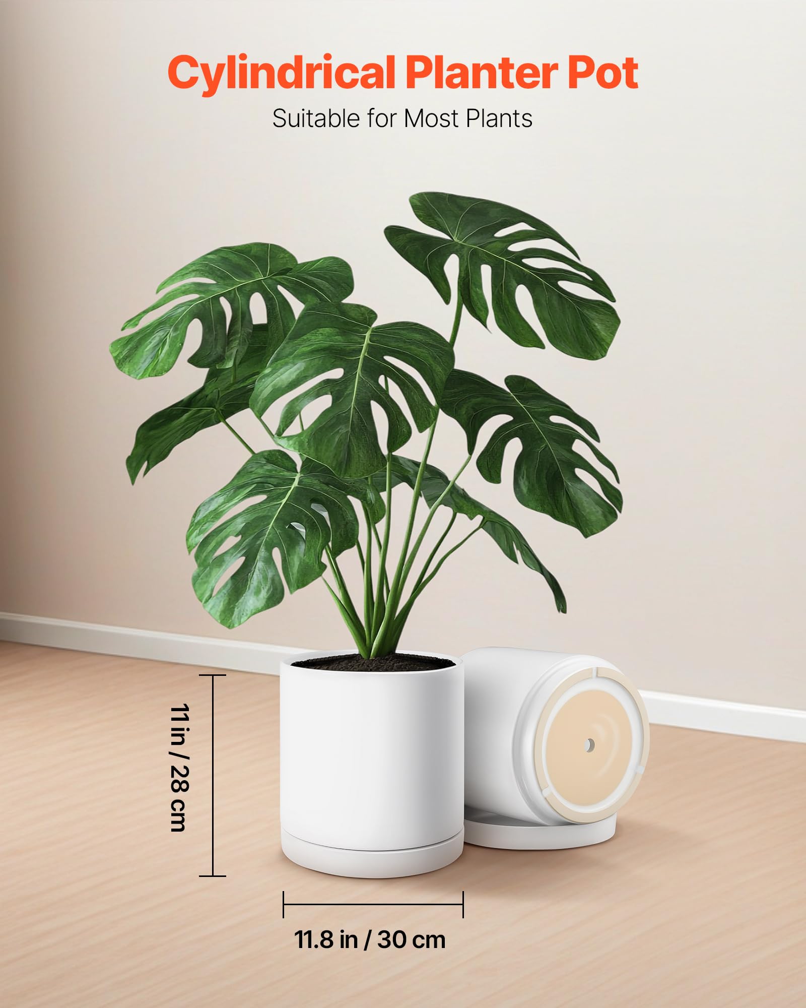 VEVOR pot side profile highlighting smooth glazed surface and durable build