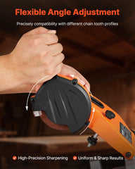 VEVOR chain clamp detail securing a chain for stable, repeatable grinding