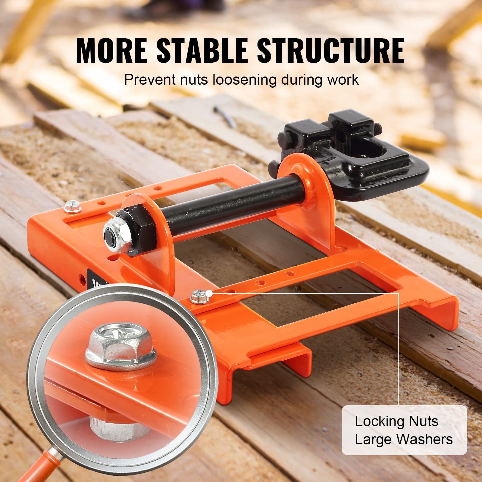 VEVOR attachment mounted on a chainsaw illustrating fast, stable setup