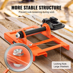 VEVOR attachment mounted on a chainsaw illustrating fast, stable setup