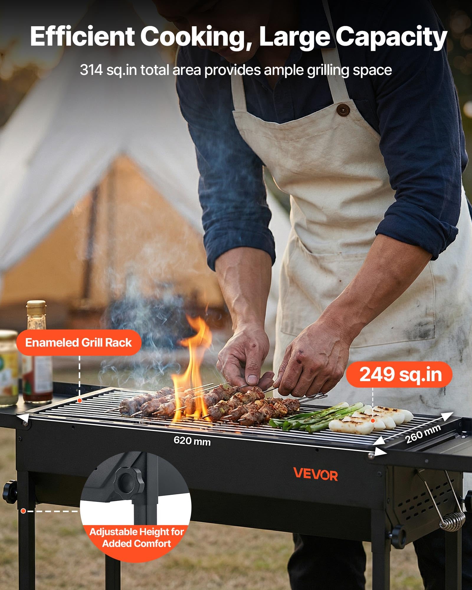 VEVOR showing both folding side tables open for extra prep space and convenience