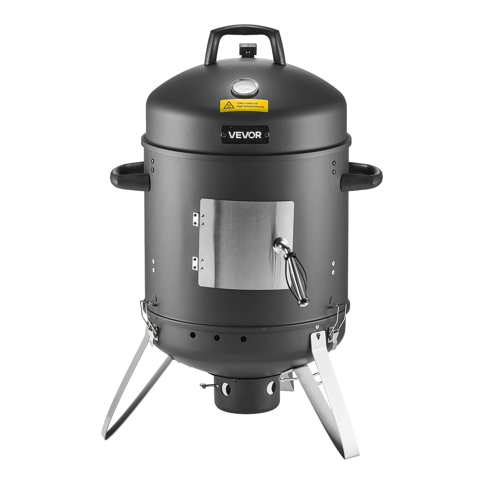 VEVOR smoker front view showing compact vertical design and cooking capacity