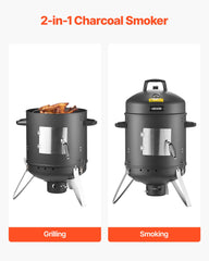 VEVOR smoker with lid open used as grill delivering quick searing benefits