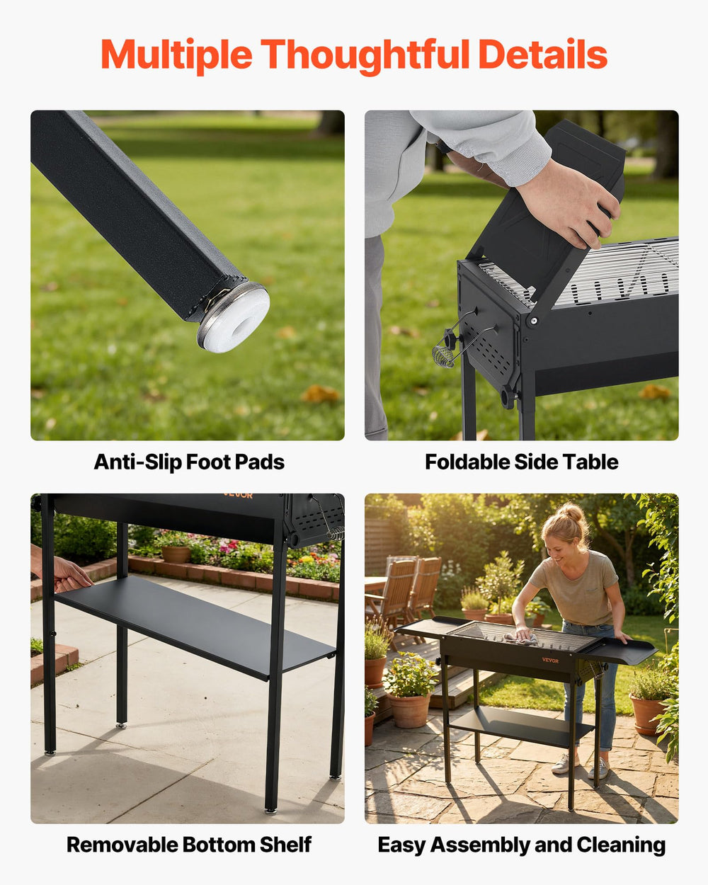 VEVOR aluminized charcoal tray and ash collection for improved airflow and cleanup