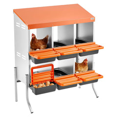 VEVOR front view of six-compartment nesting box shows organized egg protection