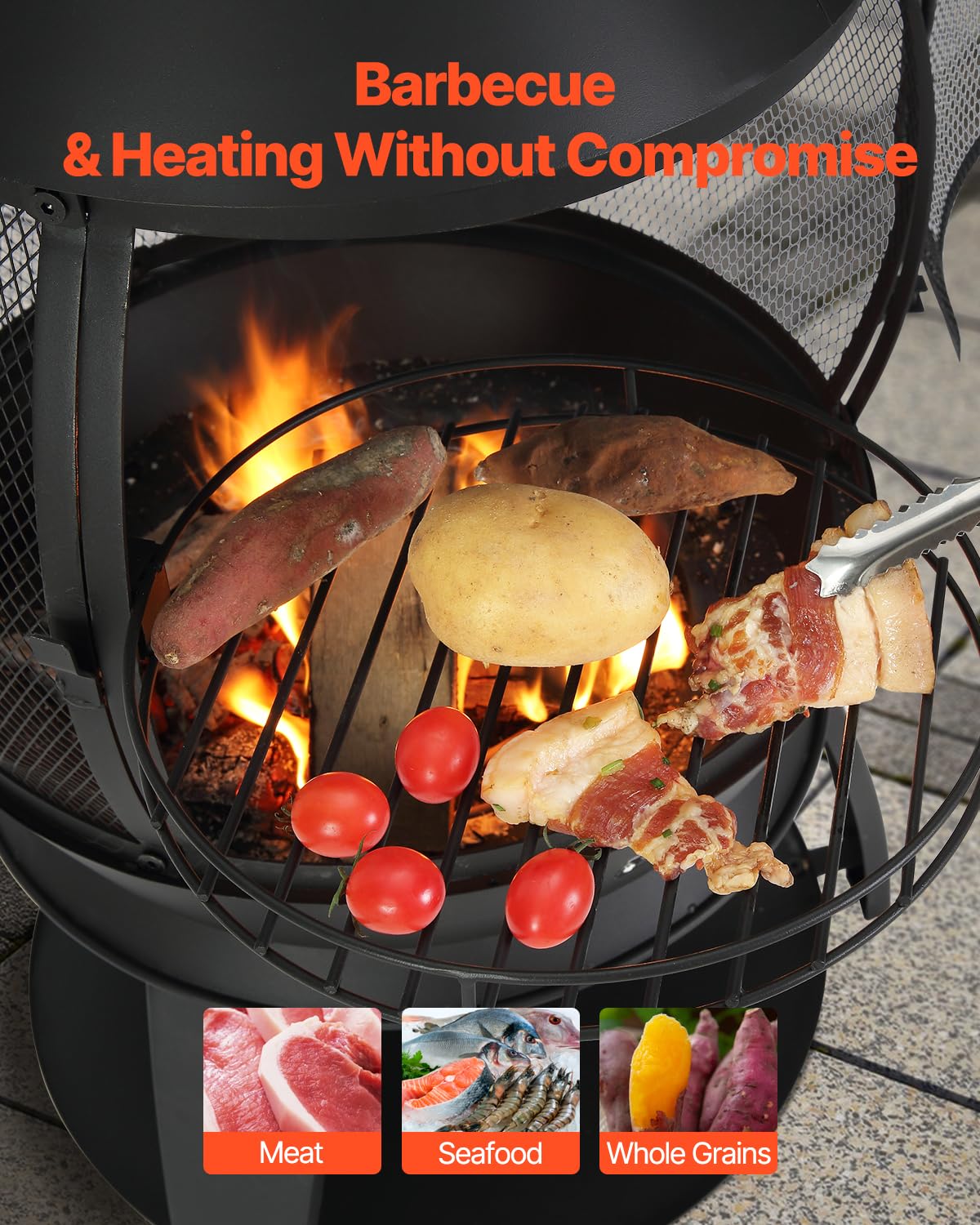 VEVOR chiminea ash tray and grate close-up for easy cleaning benefit