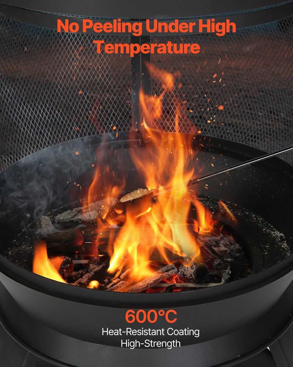 VEVOR chiminea grill attachment in place showing cooking capability benefit