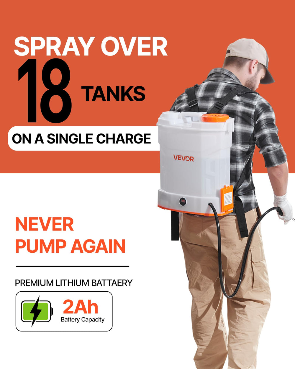 VEVOR pressure adjuster closeup showing 0–90 PSI control for precise spraying benefits