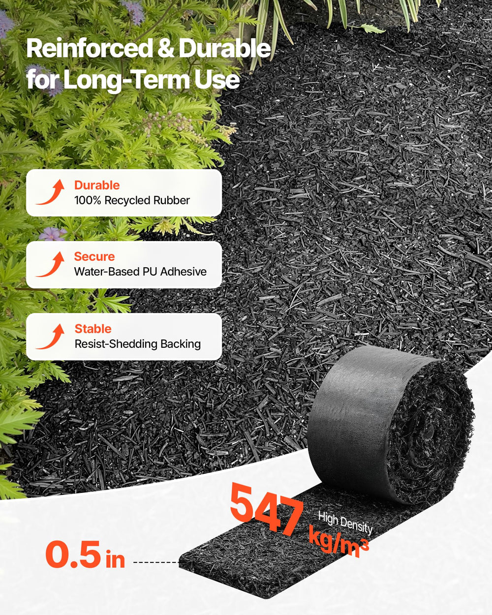 VEVOR close-up of rubber fiber texture highlighting durability and breathing drainage