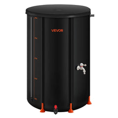 VEVOR front view of rain barrel showing capacity and portability benefit