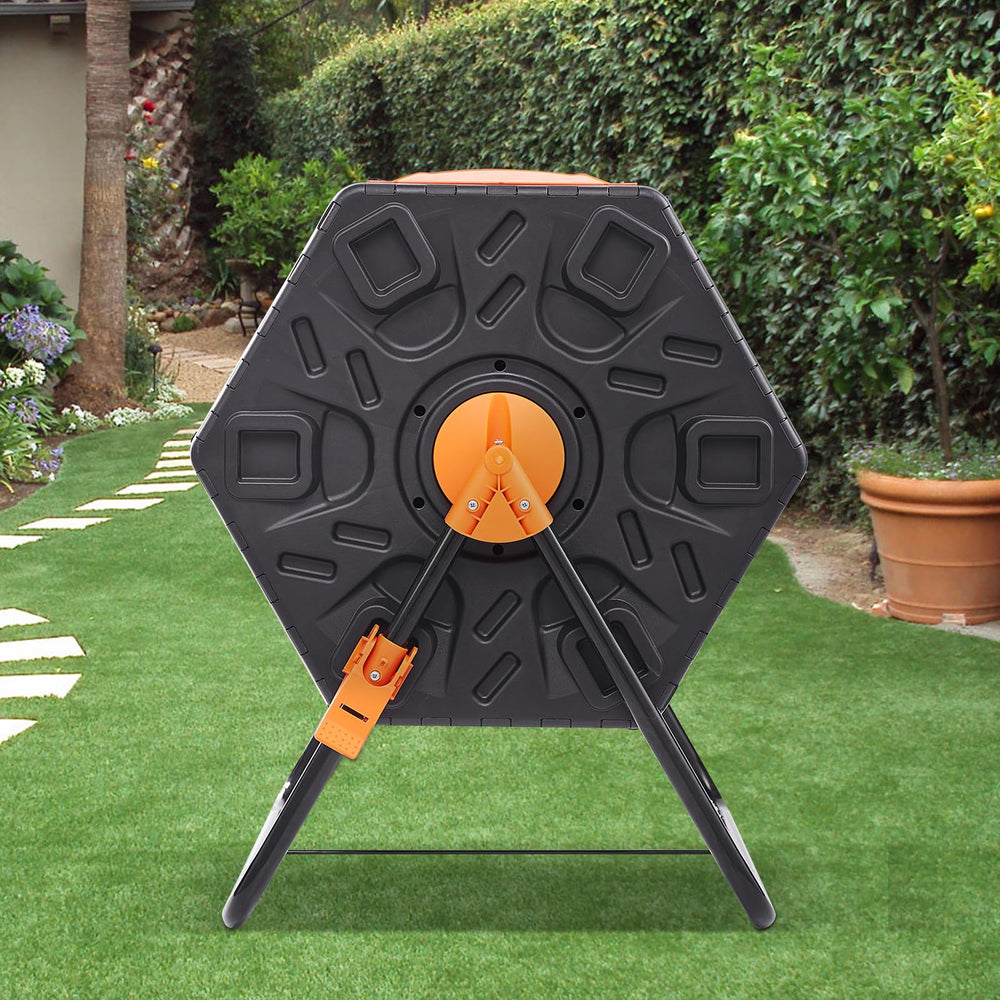 VEVOR compost bin in backyard lifestyle scene encouraging sustainable gardening