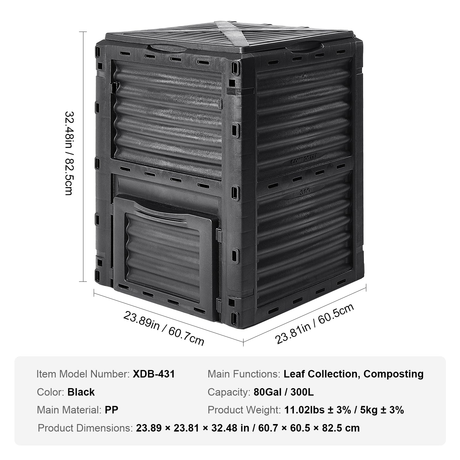 VEVOR installed in backyard landscape showing tidy containment and odor control benefit