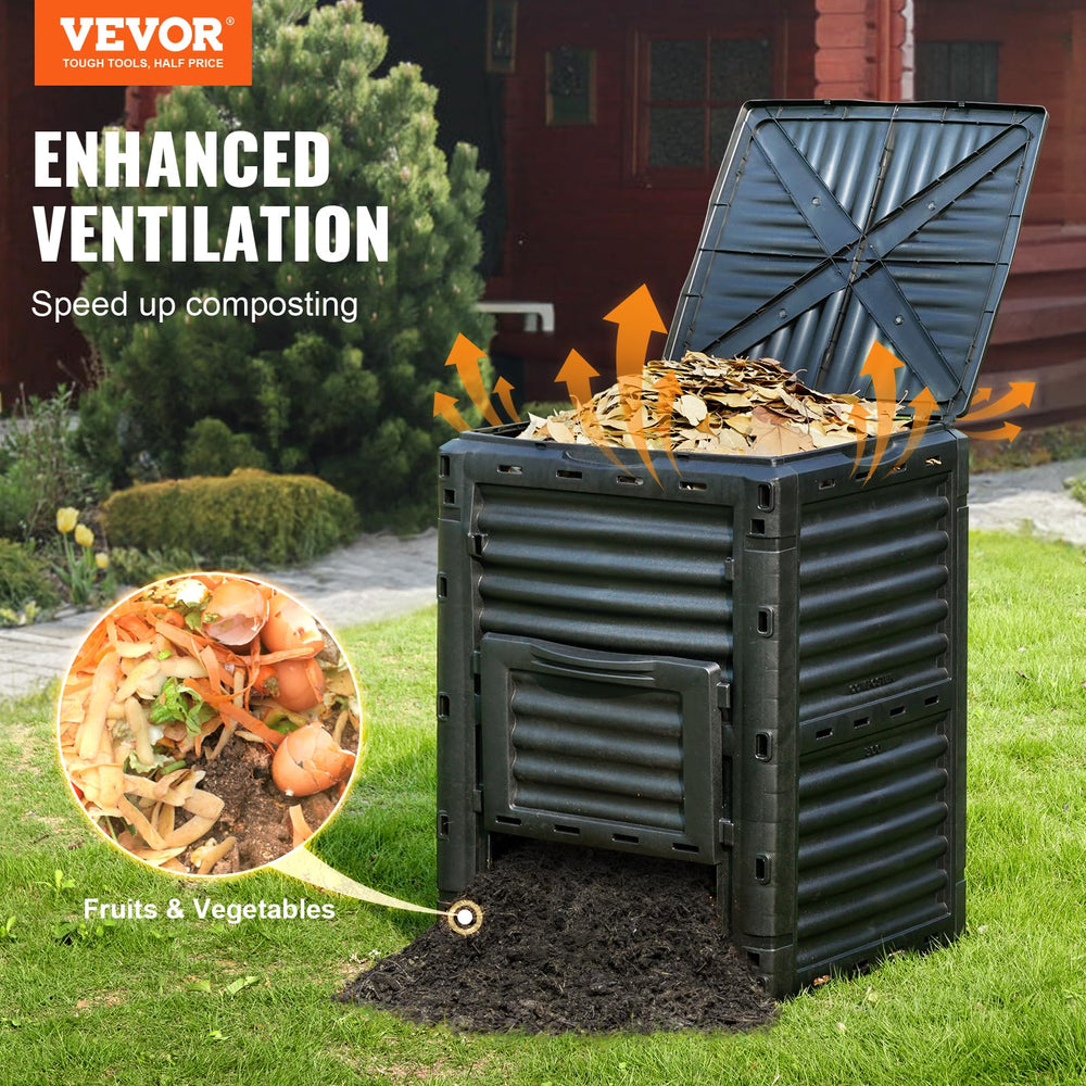 VEVOR side ventilation holes detail improving airflow for faster composting benefit