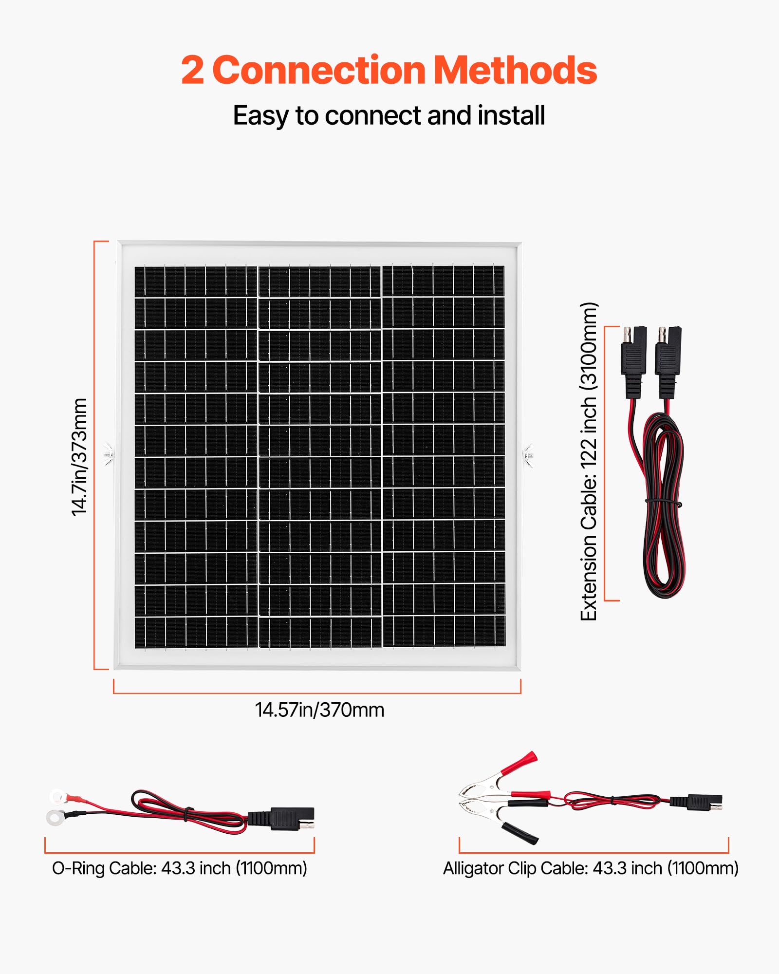 VEVOR connection cables with alligator clips and O-ring terminals for secure hookups