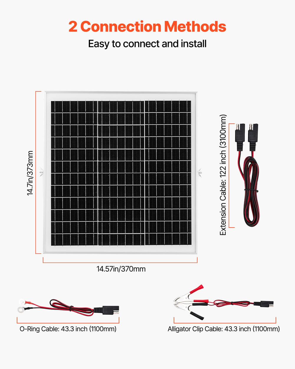 VEVOR connection cables with alligator clips and O-ring terminals for secure hookups