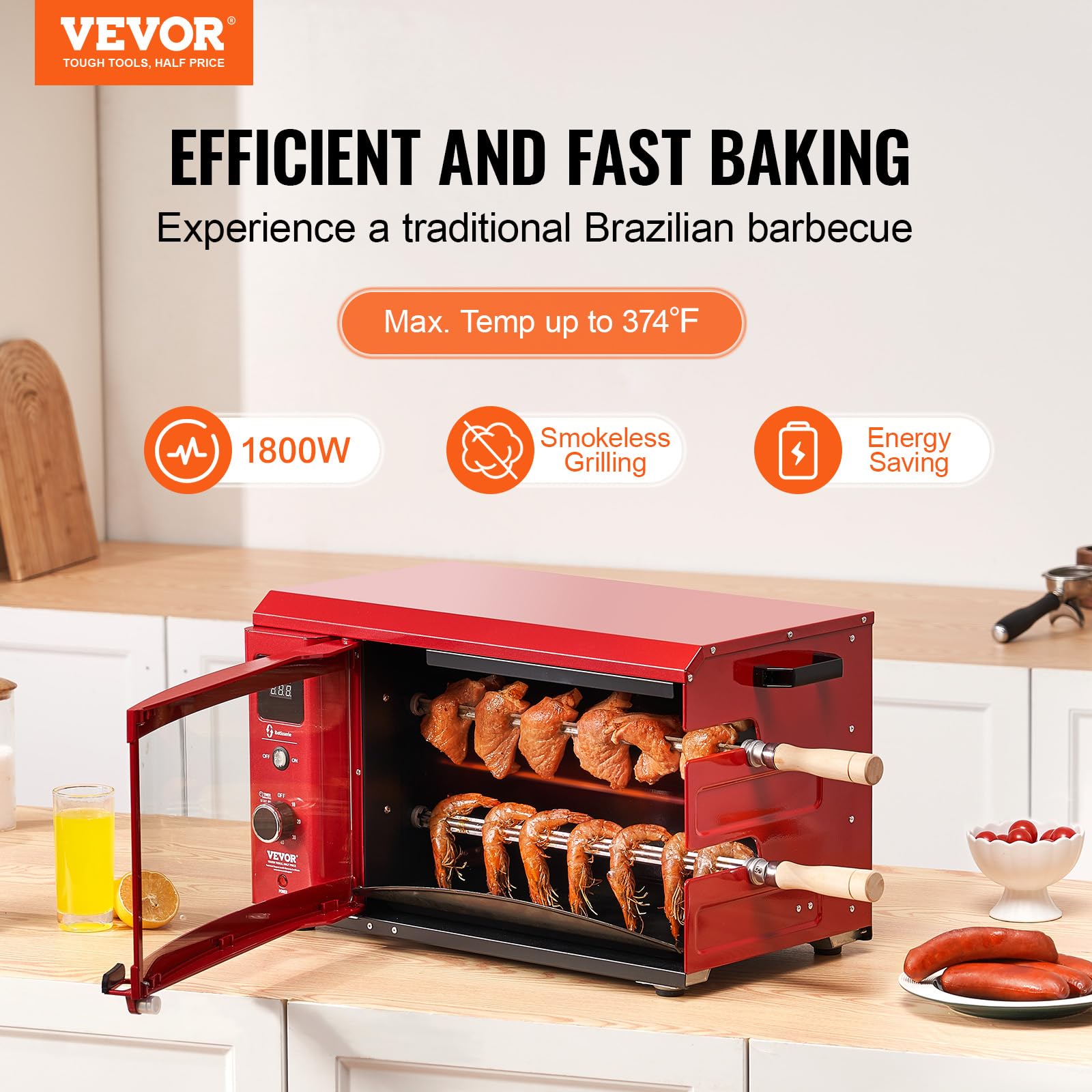 VEVOR control panel and temperature display enabling precise cooking adjustments