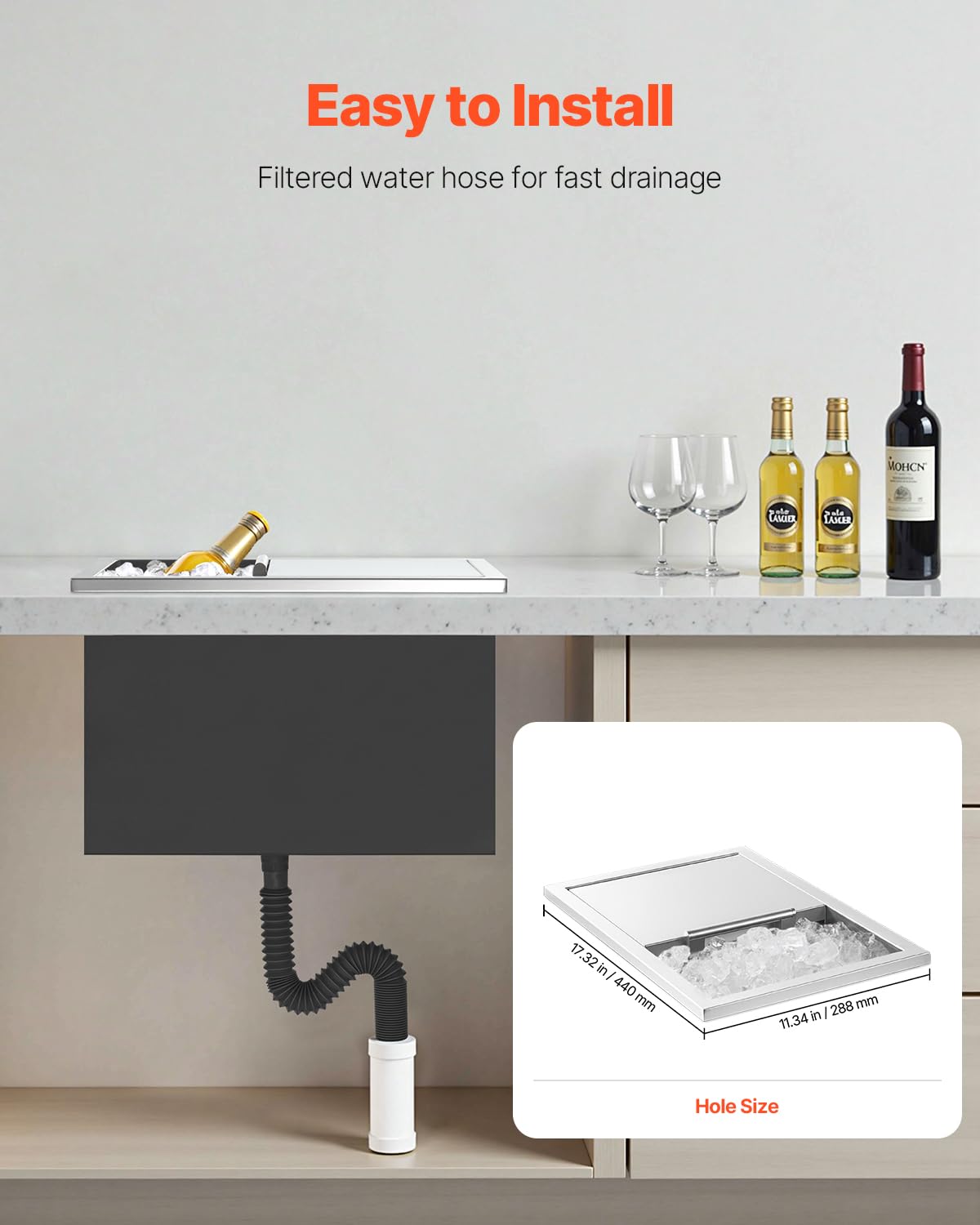 VEVOR installed in countertop demonstrating space-saving recessed installation