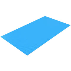 VEVOR full view of blue cover on rectangular pool reducing debris benefit