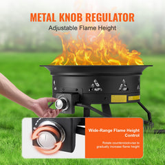 VEVOR fire pit with lid and handle for secure transport and compact storage
