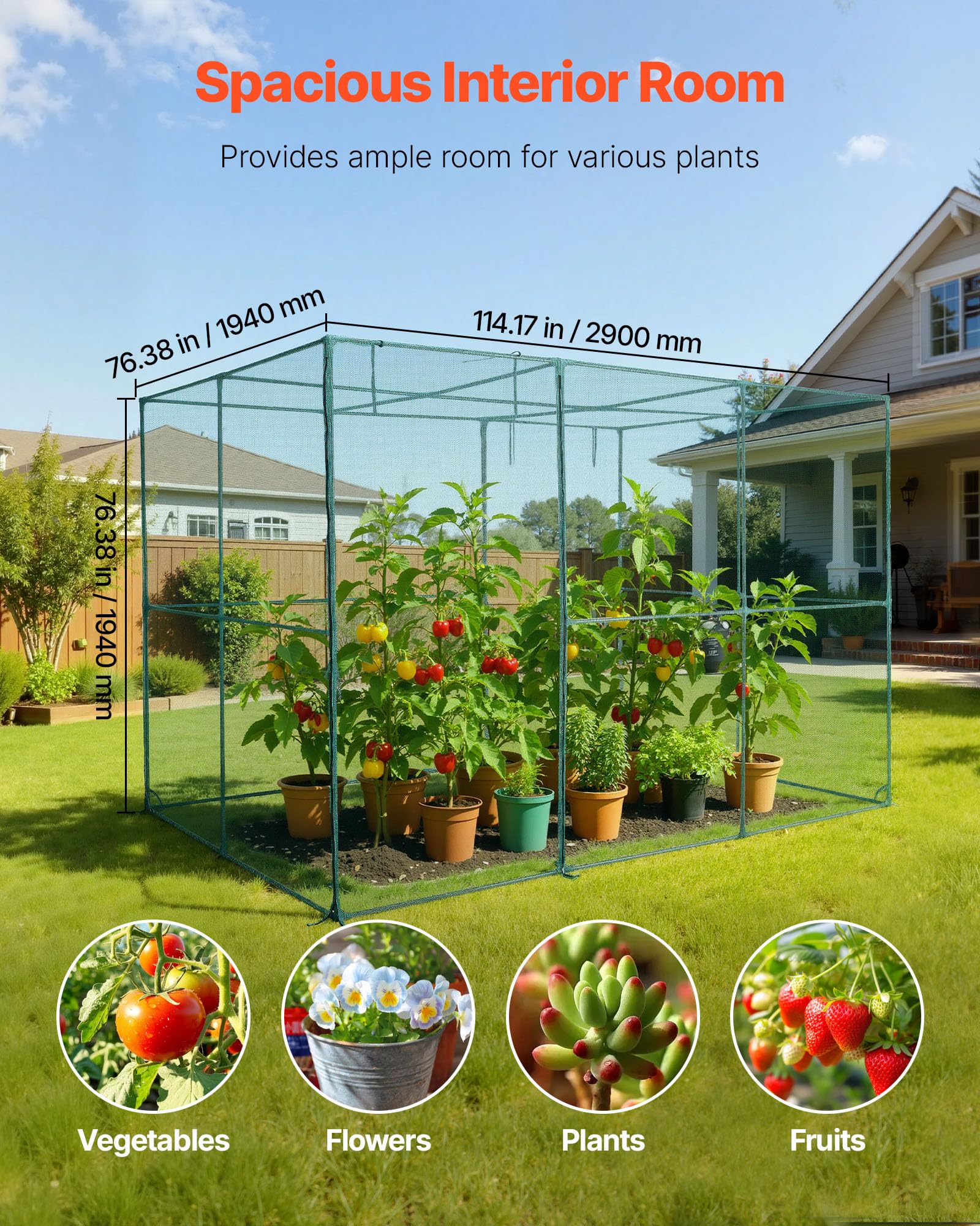 VEVOR crop cage steel frame close-up highlighting rust-resistant strength