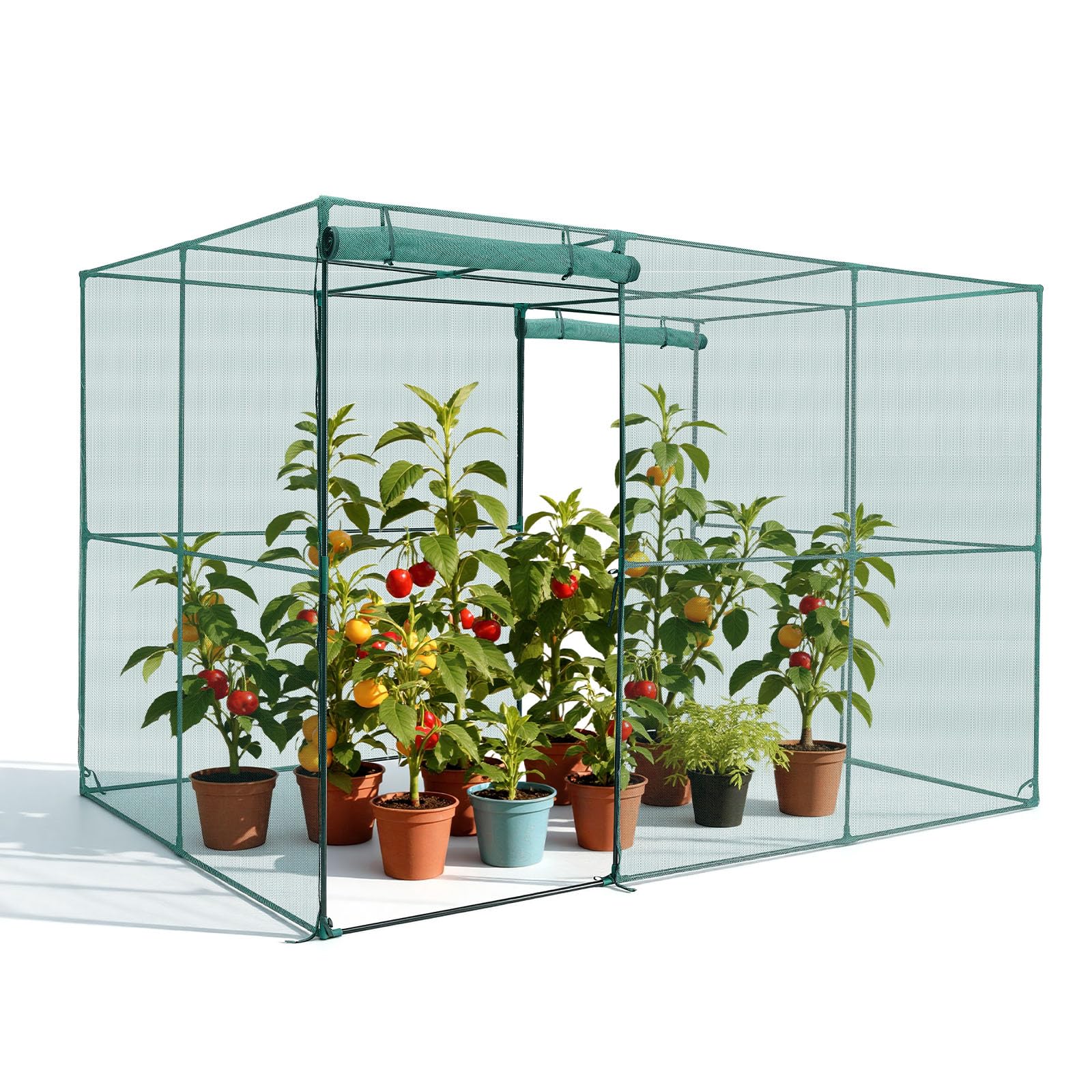 VEVOR crop cage front view showing full enclosure and protection benefits