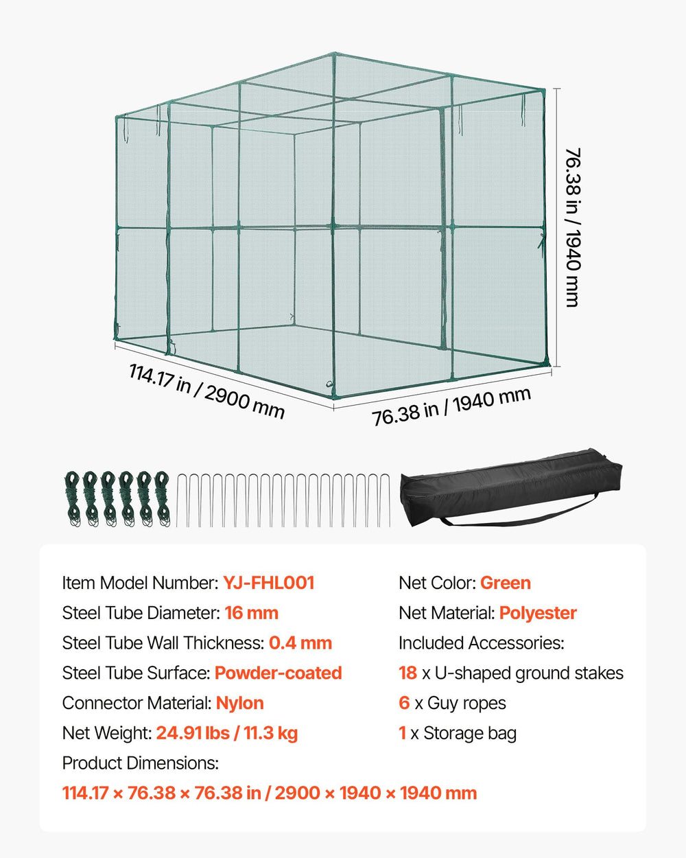 VEVOR crop cage height comparison beside person showing ample plant space