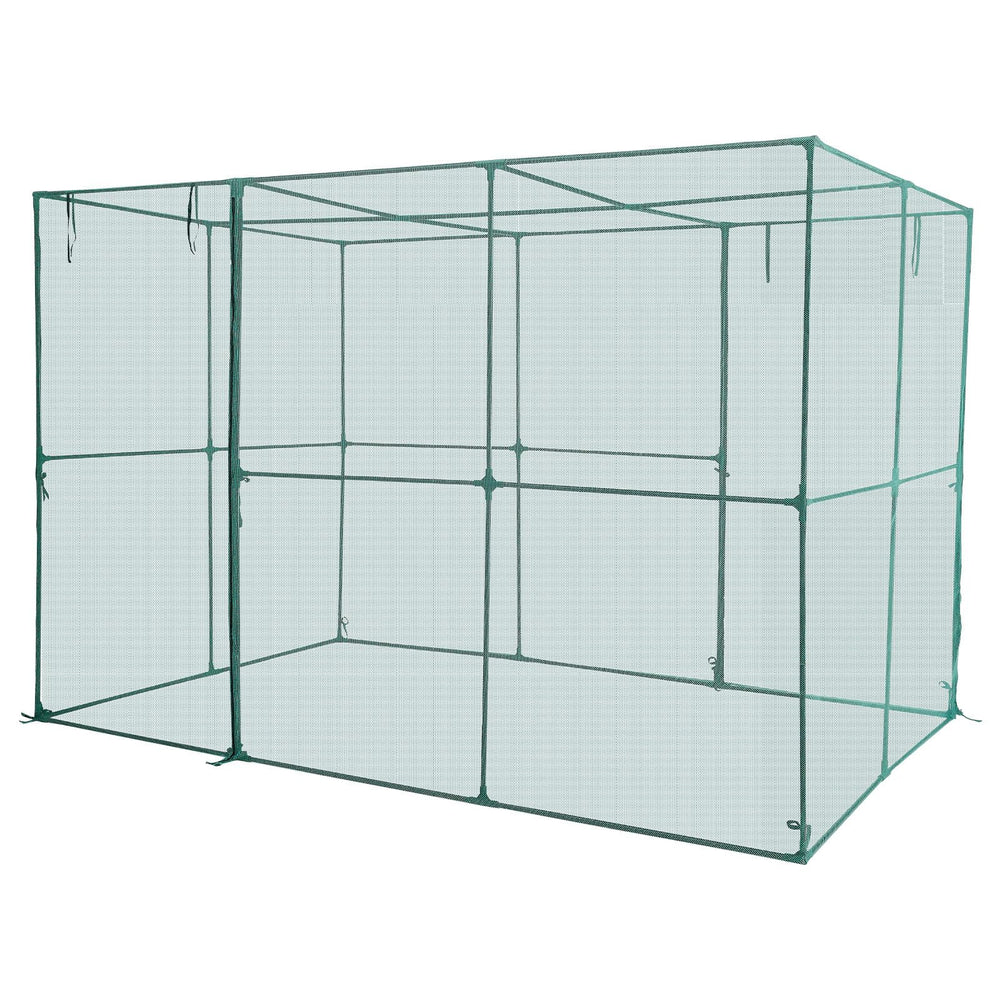 VEVOR crop cage on patio with potted plants illustrating lifestyle fit