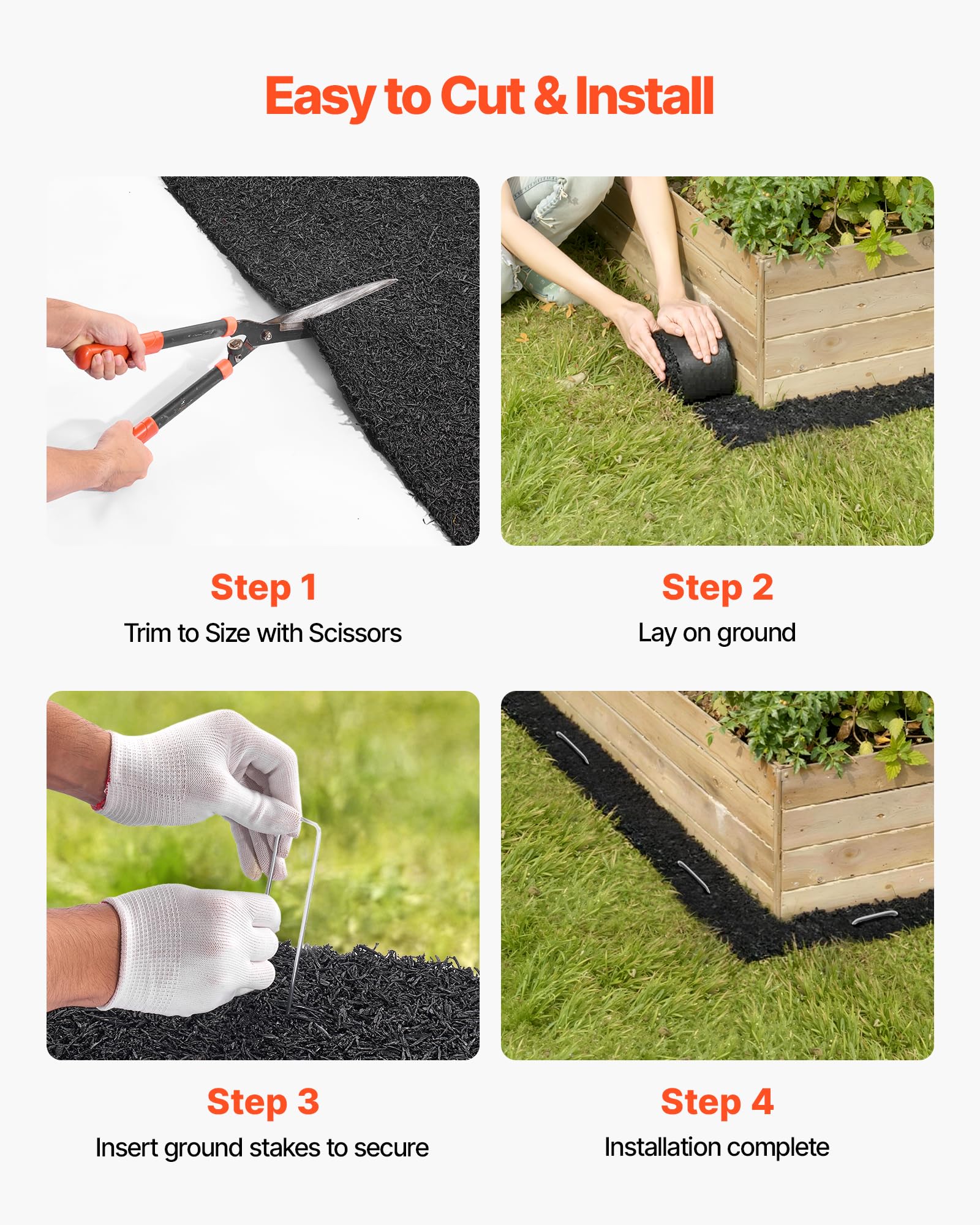 VEVOR trimmed mat shaped around a tree illustrating simple cut-to-fit flexibility