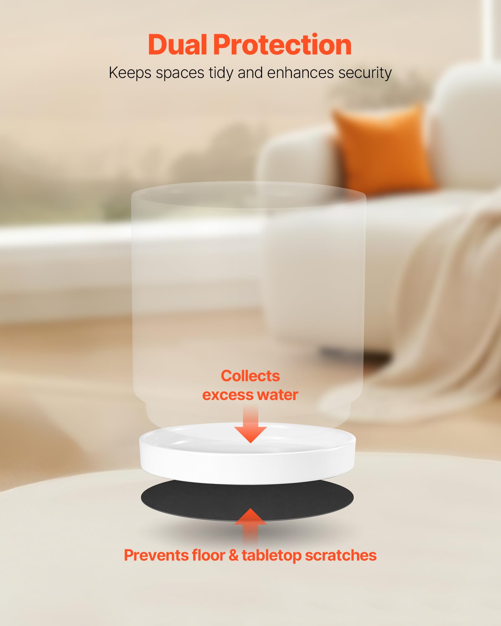VEVOR detachable saucer collecting runoff to protect surfaces and furniture