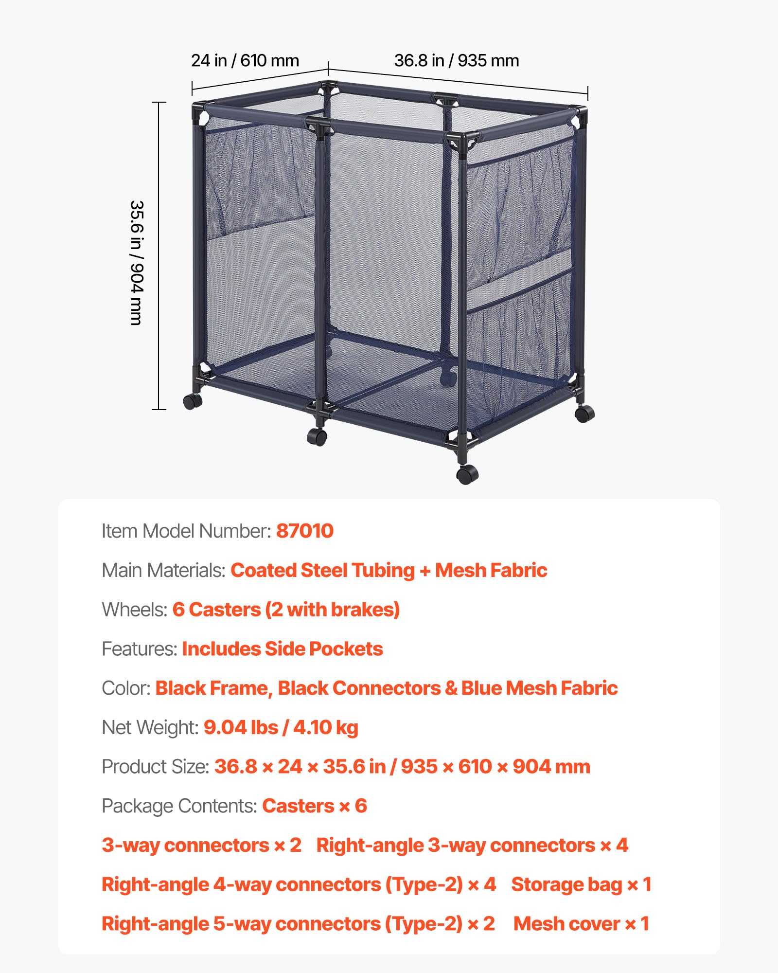 VEVOR disassembled pieces laid flat for compact off-season storage