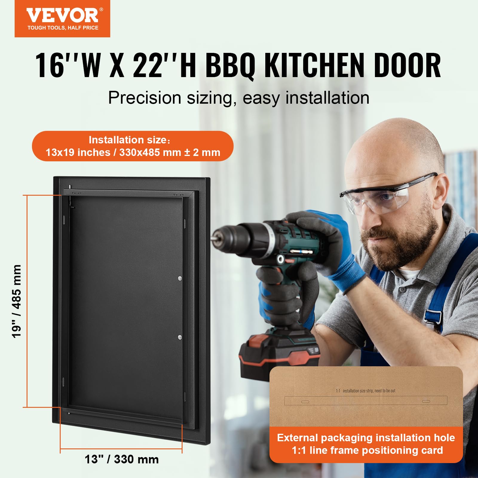 VEVOR zinc-alloy handle close-up demonstrating ergonomic grip and easy opening
