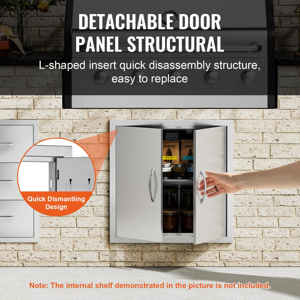 VEVOR access door opened in an outdoor kitchen demonstrating easy user access