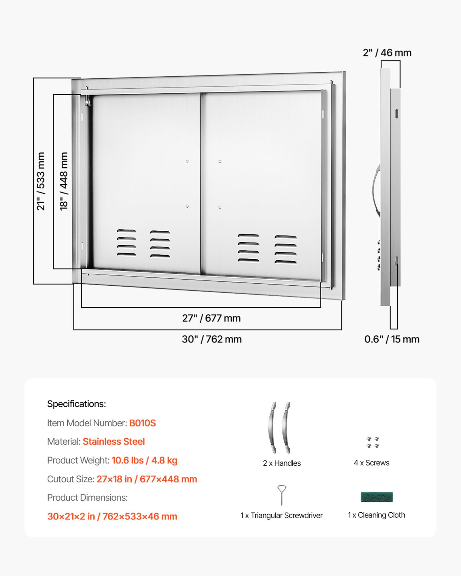 VEVOR door open showing interior storage access and convenient organization